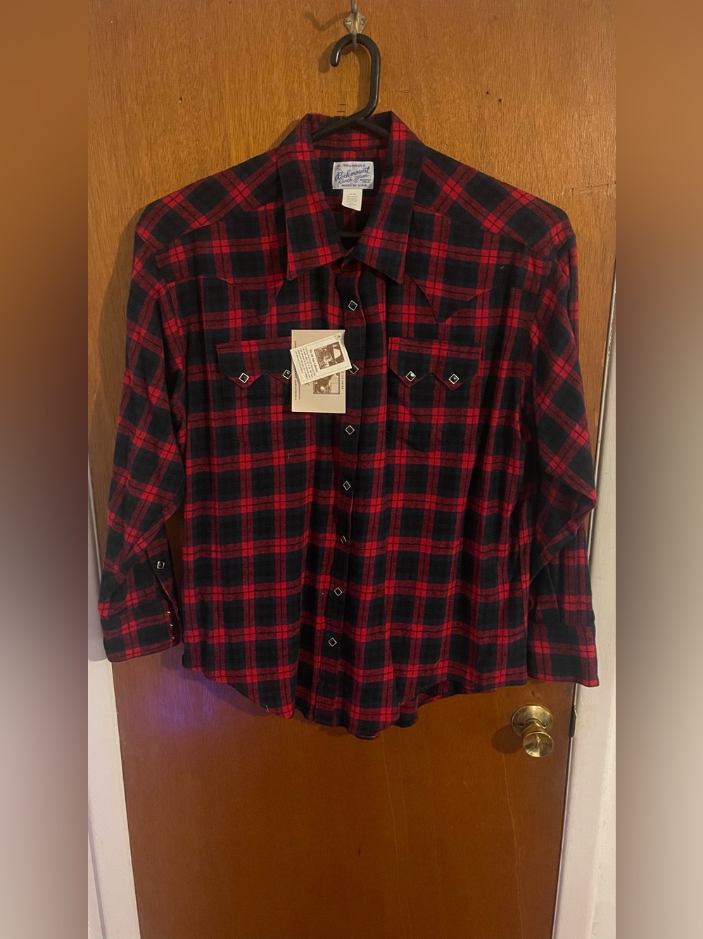 Rockmount Ranch Wear Mens Plush Flannel Red Plaid Western Shirt 649-BR XXL NWT